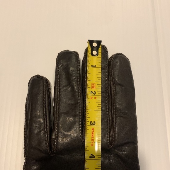 DARK Brown Leather Gloves with Lining Size M - Picture 13 of 17